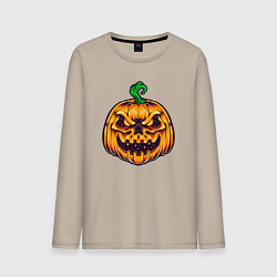 Лонгслив хлопковый мужской Halloween pumpkin, цвет: миндальный