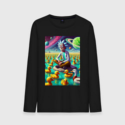 Мужской лонгслив Рик Санчес медитирует на утиной планете - нейроарт