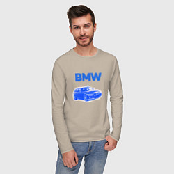 Лонгслив хлопковый мужской Blue bmw, цвет: миндальный — фото 2