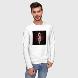 Лонгслив хлопковый мужской Слипкнот пентаграмма, цвет: белый — фото 2