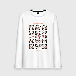 Мужской лонгслив Панда и сердечки