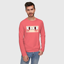Лонгслив хлопковый мужской Neco Arc Face meme, цвет: коралловый — фото 2