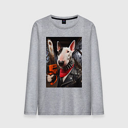 Мужской лонгслив Бультерьер с бензопилой - нейроарт
