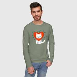 Лонгслив хлопковый мужской Кошкино сердечко, цвет: авокадо — фото 2