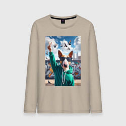 Мужской лонгслив Чувак бультерьер на фоне граффити