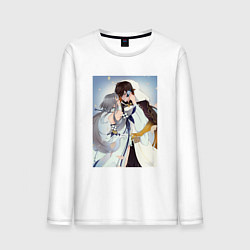 Лонгслив хлопковый мужской Джун Ли и Гуй Джун, цвет: белый