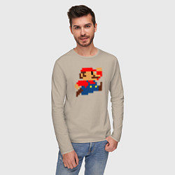 Лонгслив хлопковый мужской Mario 8 bit, цвет: миндальный — фото 2