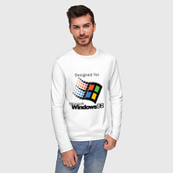 Лонгслив хлопковый мужской Предназначен для windows 98, цвет: белый — фото 2