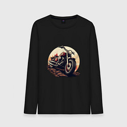 Мужской лонгслив Мотоцикл на фоне заката