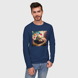 Лонгслив хлопковый мужской Мужской праздник, цвет: тёмно-синий — фото 2