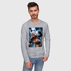 Лонгслив хлопковый мужской Мирко из Моя геройская академия в неофициальном ко, цвет: меланж — фото 2