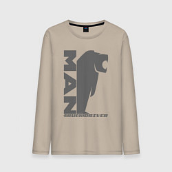 Мужской лонгслив MAN дальнобойщик серый логотип