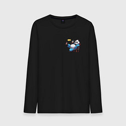 Лонгслив хлопковый мужской Панда с кружкой пива, цвет: черный