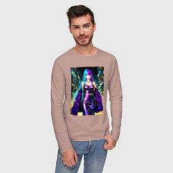 Лонгслив хлопковый мужской Девушка поп идол, цвет: пыльно-розовый — фото 2
