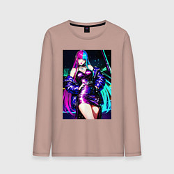 Лонгслив хлопковый мужской Девушка поп идол, цвет: пыльно-розовый