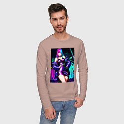 Лонгслив хлопковый мужской Девушка поп идол, цвет: пыльно-розовый — фото 2