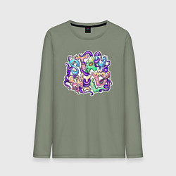 Мужской лонгслив Леттеринг с монстриками