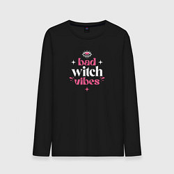 Лонгслив хлопковый мужской Bad witch vibes magic, цвет: черный