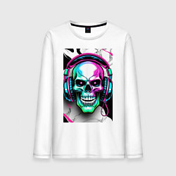 Мужской лонгслив Череп в наушниках