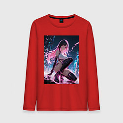 Лонгслив хлопковый мужской Тифа Локхарт из Final Fantasy VII в стиле киберпан, цвет: красный
