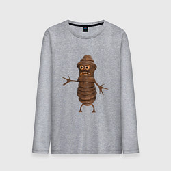 Мужской лонгслив Сartoon worm character brown