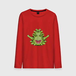 Лонгслив хлопковый мужской Cartoon monster with spikes green, цвет: красный