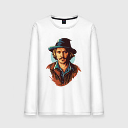 Лонгслив хлопковый мужской Джонни Депп, цвет: белый