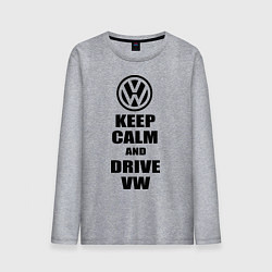 Лонгслив хлопковый мужской Keep Calm & Drive VW, цвет: меланж