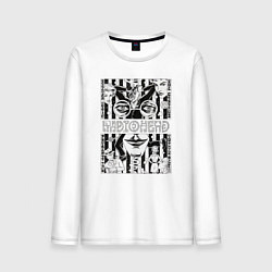 Лонгслив хлопковый мужской Radiohead band rock, цвет: белый