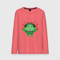 Мужской лонгслив Влюбленный мультяшный зеленый монстр