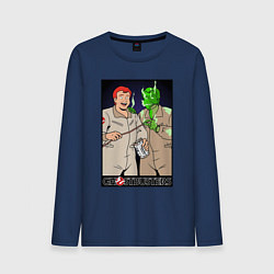 Лонгслив хлопковый мужской Ghostbusters - Ray and his clone ghost, цвет: тёмно-синий