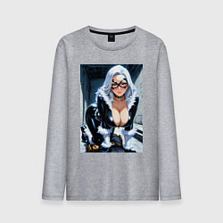 Лонгслив хлопковый мужской Черная кошка Фелиция Харди, цвет: меланж