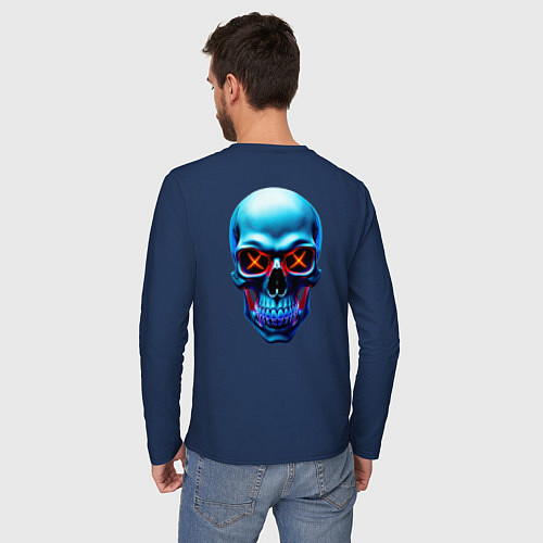 Мужской лонгслив Skull хэллоуин / Тёмно-синий – фото 4