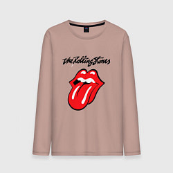 Лонгслив хлопковый мужской Rolling Stones - logo, цвет: пыльно-розовый