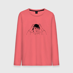 Лонгслив хлопковый мужской Джеки Чан мем, цвет: коралловый