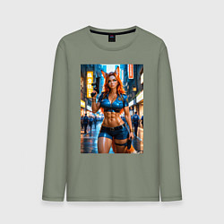 Лонгслив хлопковый мужской Рыжая лиса-полицейский, цвет: авокадо