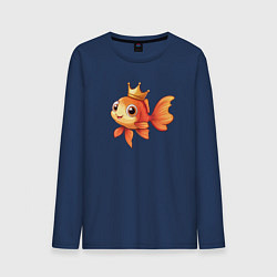 Мужской лонгслив Мультяшная золотая рыбка в короне