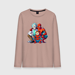 Лонгслив хлопковый мужской Spider-Man is Rick and Mortys friend, цвет: пыльно-розовый