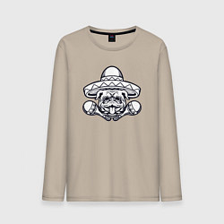 Лонгслив хлопковый мужской Мексиканский бульдог, цвет: миндальный