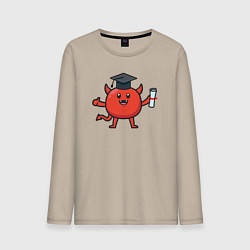 Лонгслив хлопковый мужской Дьяволёнок выпускник, цвет: миндальный