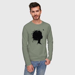 Лонгслив хлопковый мужской Girl flowers, цвет: авокадо — фото 2