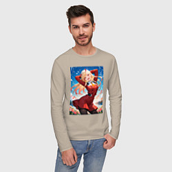 Лонгслив хлопковый мужской Марин Китагава косплей 002 Darling in the Franxx, цвет: миндальный — фото 2