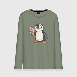 Мужской лонгслив Пингвин с мороженым