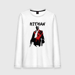 Лонгслив хлопковый мужской Hitman - 47, цвет: белый