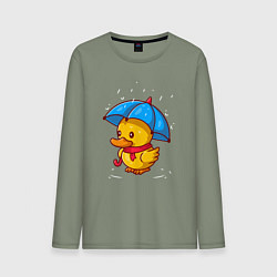 Лонгслив хлопковый мужской Утёнок под зонтом, цвет: авокадо