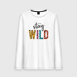Лонгслив хлопковый мужской Будь одичалым, цвет: белый