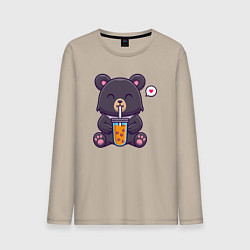 Мужской лонгслив Мишка с напитком