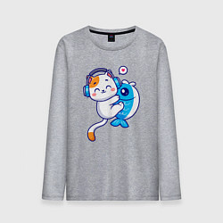 Мужской лонгслив Котик и рыба