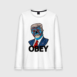 Лонгслив хлопковый мужской Trump obey, цвет: белый