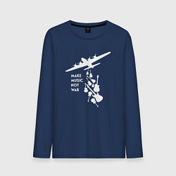 Лонгслив хлопковый мужской Делай музыку а не войну, цвет: тёмно-синий